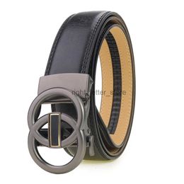 Belts Top Quality Cowhide Mens Genuine Leather Ratchet Belt with Automatic Sliding Buckle YQ231026