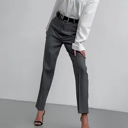 Women's Pants Elegant High Waist Suit Women 2023 Autumn Fashion Basic Solid Colour Slim Pencil Formal Trousers For Office Ladies