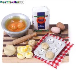 Kitchens Play Food 1/12 Dollhouse Miniature 1Set Colourful Kitchen Food Eggs Milk Bread on Board for Kids Role Play Game Tableware CookwareL231026
