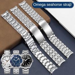 Watch Bands Solid Precision Steel Strap Substitute Haima 150/300/600m Series Curved Interface Stainless Watchband 18/20/22mm