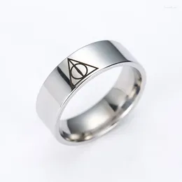 Cluster Rings Movie Trendy Silver Colour Deathly Hallows Stainless Steel Geometric Circle Triangle Ring For Men Women Jewellery