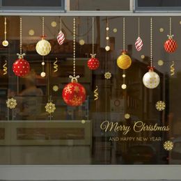 Wall Stickers 4560cm Coloured Ball Christmas Decoration Shop Large Glass Window Golden Home Ornaments 231026