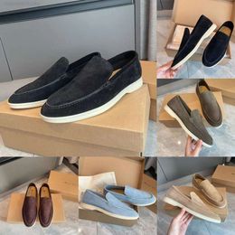 Loro Piano 2023 Scarpe da uomo LP mocassini casual piatti bassi scamosciati oxford in pelle di mucca Mocassini estate passeggiata comfort mocassino slip on suola in gomma appartamenti EU38-45