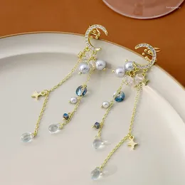 Dangle Earrings Bohemia Style Sun Star Moon Drop Shiny Rhinestone Simulated Pearl For Women Dangling Jewelry Wholesale