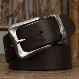 Belts 3.8CM Thick Retro Cowboy Jeans Real Genuine Leather Belt Men Heavy Stainless Steel Buckle For Waist Male Cowskin Strap YQ231026