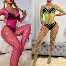 Cosplay Sexy Mesh Fishnet Bodystockings for Women Porno Lingerie Bodysuit Open Crotch Teddy Body Suit Female 18+ Erotic Underwear