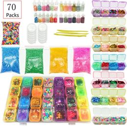 Clay Dough Modeling DIY Slime Kit Supplies Clear Crystal Slime Making Kit Slime Foam Beads Glitter Funny Slime Toys Stress Reliever Toy For Kid 231026