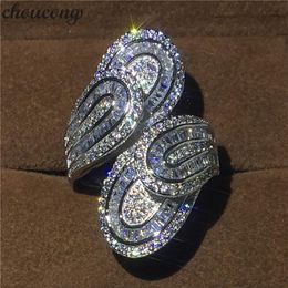 choucong Unique Big Flower Ring Diamond Cz 925 Sterling Silver Engagement Wedding Band Rings for women men Finger Jewelry281r