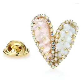 Brooches Wuli&baby Handmade Heart Collar Pins For Women 3-color Crystal Little Love Party Office Brooch Gifts