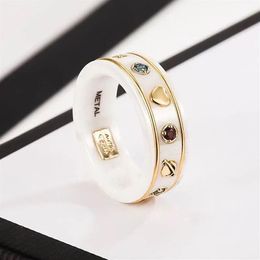 Luxury brand ring ceramic ring exquisite star earth pattern fashion lovers rings matching gift box281J