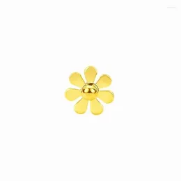 Stud Earrings Pure 24K Yellow Gold 999 SunFlower For Women