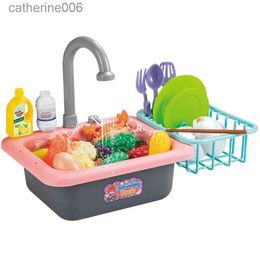 Kitchens Play Food Children Sink Dishwashing Toy Kid Simulated Kitchen Toy Set Educational Play House Games Prop Sink Wash Suit Montessori Toy GiftL231026