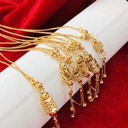 Pendant Necklaces Sweet Gold Color Bead Necklace For Women Female Fashion Chain Trendy Crystal Zircon Pendents Set Birthday Wedding Jewelry