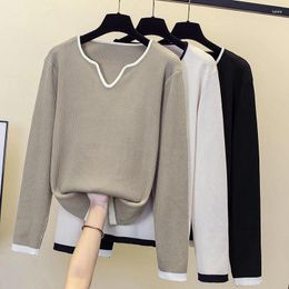 Women's Sweaters Large Size Knit Sweater Tops Women Long Sleeve V-neck Pullover Autumn Winter Vintage Stylish Chic Fashion Basic Ladies