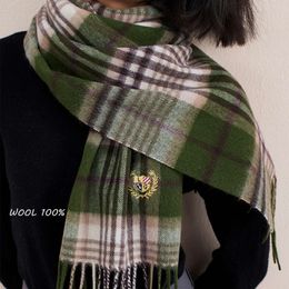 100% Australian Wool British Plaid Women's Winter Embroidered Scarf Gift Box Male shawl scarfs shawls long silk scarves wholesale