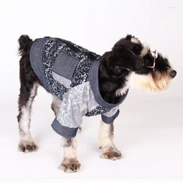 Dog Apparel Pet Clothes Reflective Color Matching Denim Jacket Fashion Brand Coat Cat Winter