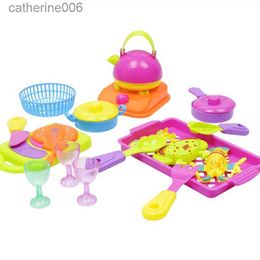 Kitchens Play Food Kids Pretend Play Toy Kitchen Tableware Dishes Bowls Knife Fork Spoon Drainer Cookware Playset Educational Toy GiftL231026