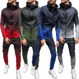 Autumn New Mens Slim FitTracksuit Sportwear Sweat Suit Athletic Apparel Outfits Hoodie Trousers Pants Set Fashion Plus Size263n