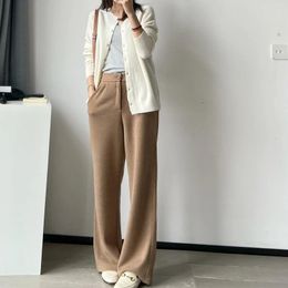 Women's Pants 2023 Autumn And Winter Double-layer Composite Suit Waistband Back Waist Elastic Drape Air