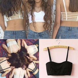 Women's Sexy Bralette Caged Back Cut Out Strappy Padded Bra Bralet Vest Crop Top2933