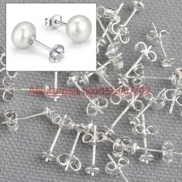 Stud High Quality 100PCS /Lot 925 Sterling Silver DIY Jewellery Findings Ear Pin Pairs Earrings With BACK STOPPERS YQ231026