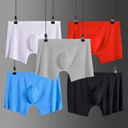 Mens Underwear Underpants 4pcs lot Men Boxer Shorts Ice Silk Seamless Convex Very Soft Sexy Kilot Male288G