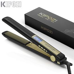 Hair Straighteners KIPOZI Professional Hair Striaghtener Dual Volotag Instant Heating Flat Iron 2 In 1 Hair Curler LCD Digital Display 231025