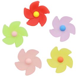 MOQ 20Pcs PVC Cartoon Kawaii Colourful Windmills Flower Shoe Charms Buckle Clog Buttons Pins Wristband Bracelet Decoration