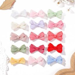 Hair Accessories 10pcs Handmade Baby Clips Alligator Embroidery Girl Bow Plain Color Neutral Fabric Hairpins