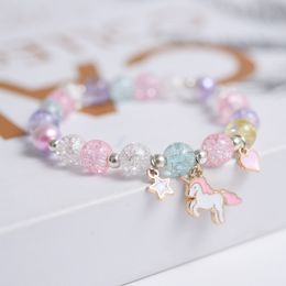 Cute Popcorn beads Bracelet Friendship Glass Bracelets For Girls Star Moon Cloud Flower Jewellery Accessories