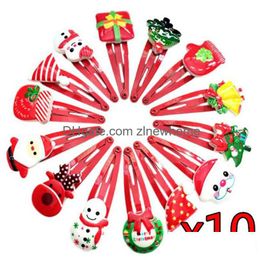 Christmas Decorations Eatingbitingr 10Pcs Hairpin Xmas Tree Deer Baby Hair Clip Headwear Children Gift Drop Delivery Home Garden Festi Dhagl