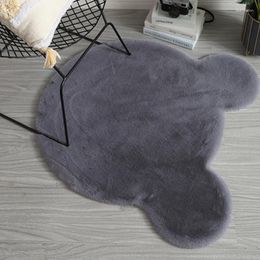 Carpets Grey Artificial Plush Bear Carpet Fluffy Rug Antifall Nonslip Floor Room Mat Bedroom Children Door Mats