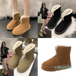 quality Boots Fury Short Tube Snow for Women Wearing in Winter Plush Insulation Fashion Soft Leather Thick Sole Cotton Shoes