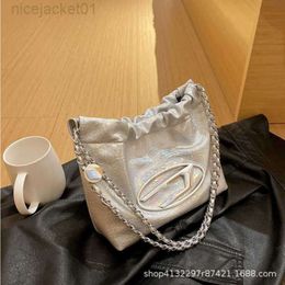 Designer Handbag Deisel Bag Bin Bag Silver Jingle Bag Female Tote Bag Pleated Drawstring Bag Large Capacity Bucket Bag Shoulder Bag