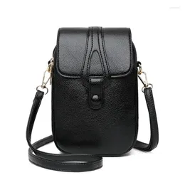 Evening Bags Simple Fashion Small Shoulder Women Retro Pu Leather Crossbody Purse Power Bank Packing Double Layer Mobile Phone Pouch