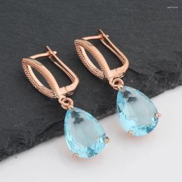 Dangle Earrings Trend 2023 Fashion Jewellery Simple Water Drop Rose Gold Colour Wedding Gift Hanging For Women