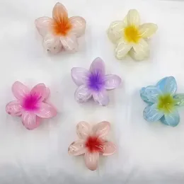 Hair Accessories Cute Summer Gradient Flower Acrylic Clip For Women Girls Sweet Ponytail Hairpin Barrettes Girl Accessoires