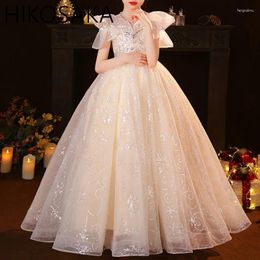 Girl Dresses Champagne Long Bridesmaid Kids Clothes For Girls Sequin Gown Party Wedding Clothing Princess Vestido Baptism