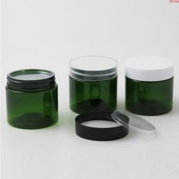 60g Empty Travel Green PET Cream Bottle Jars 2oz Refillable Cosmetic Packaging with Plastic lids White Black Cap 50pcsgood Anbfu