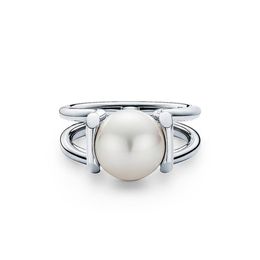 European Brand Gold Plated HardWear Ring Fashion Pearl Ring Vintage Charms Rings for Wedding Party Finger Costume Jewellery Size 6-8158B