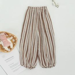 Trousers Casual Autumn Baby Boys Girls Pants Brown Striped High Waist Lantern Pajama Knickerbockers Anti-mosquito