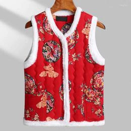 Women's Vests 2023 Autumn Winter Lightweight Down Cotton Tank Top Women Short Contrast Retro Chinese Style Round Neck Jacket