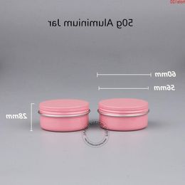 50pcs/Lot Promotion 50g Empty Aluminum Cream Jar Solid Pink Vial Facial Container Refillable Bottle Women Case for Powderhood qty Nodlj