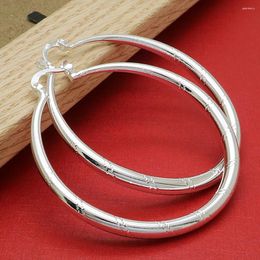 Hoop Earrings 925 Sterling Silver Plated Round Circle Endless 5CM In Diameter Party Wear For Women