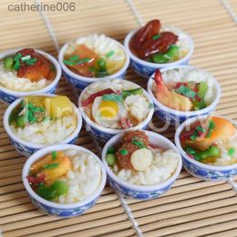 Kitchens Play Food 2PCS 1 6 Miniature Dollhouse Bowl Rice Mini Chinese Cuisine Pretend Food for 1/6 Blyth BJD Doll Kitchen Decor Accessories ToysL231026