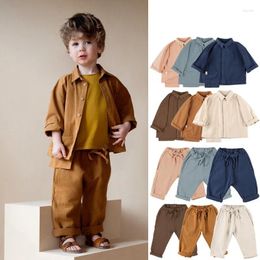 Clothing Sets Autumn Children Suits Boys And Girls Baby Solid Color Long-sleeve Irregular Shirts Jacket Casual Trousers Set Male