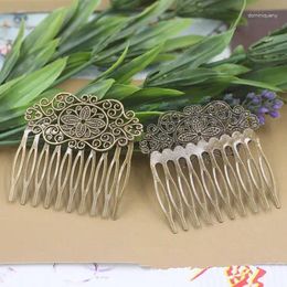 Hair Clips 55x60mm 10 Teeth Side Comb Filigree Floral Brass Blank Barrette DIY Headwear Accessories Base Setting Barrettes