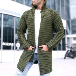 Men's Sweaters 2023 Autumn Winter Cardigan Solid Color Turtleneck Long Sleeve Knitted Sweater Coat