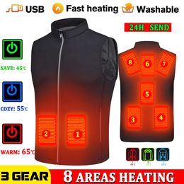 Men's Vests Winter Warm jacket Mens USB Heating vest Thermal Sleeveless Heated Jacket Electrical Women Fishing Trekking Hunting heated vest 231025