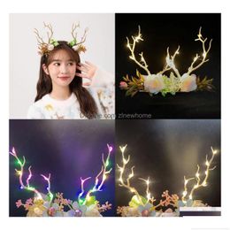 Christmas Decorations Halloween Led Rainbow Glowing Headwear Antlers Headband Hair Accessories Hairpin Jewellery Drop Delive Delivery Ho Dhqnw
